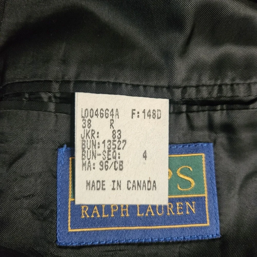Vintage Chaps Ralph Lauren Mens Blazer‎ 38R Wool Grey Pinstripe Sport Coat